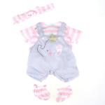 JC Toys/Berenguer - Berenguer Boutique - Gray Overall Shorts with Pink Stripes - Outfit